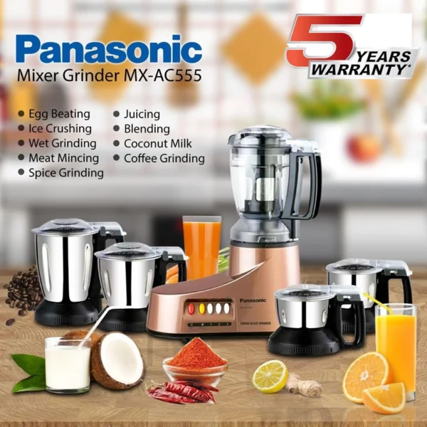 Panasonic MX-AC555 Heavy Duty 9-in-1 Super Mixer Grinder-Bronze ...