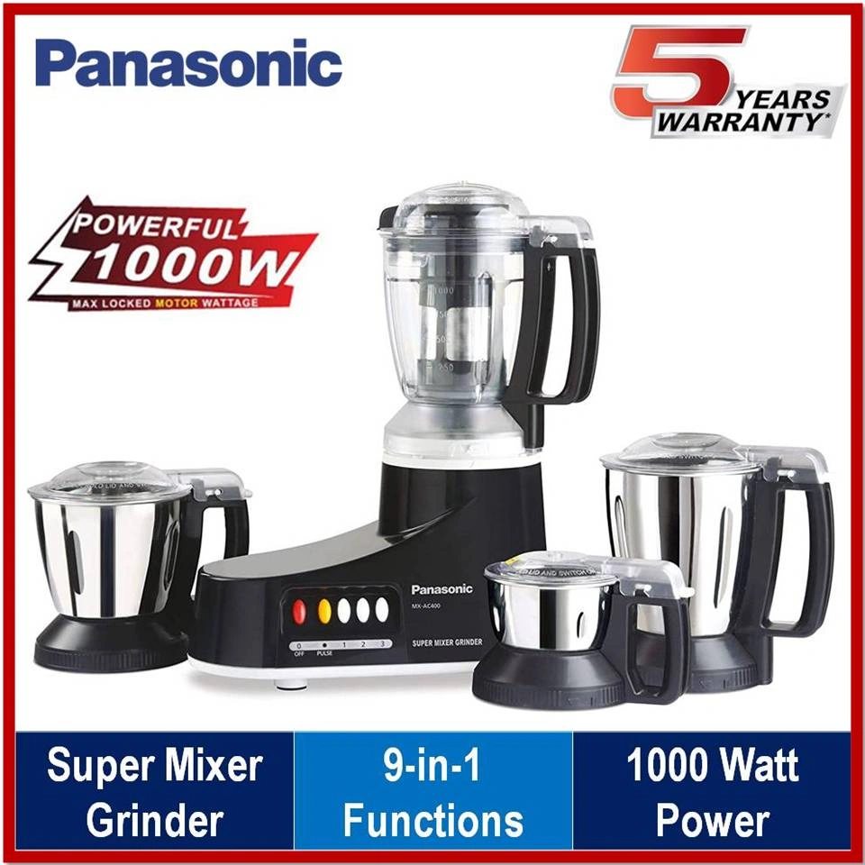 Panasonic MX-AC400 Heavy Duty Mixer Grinder | 1000 Watt-Black - Image 2