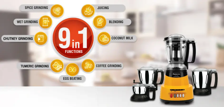 Panasonic MX-AV425 1500-Watt Powerful Super Mixer Grinder - Quartz Yellow - Image 3