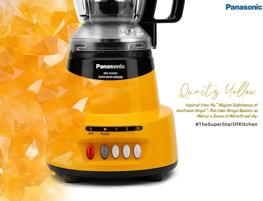 Panasonic MX-AV425 1500-Watt Powerful Super Mixer Grinder - Quartz Yellow - Image 4