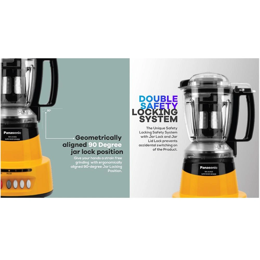 Panasonic MX-AV425 1500-Watt Powerful Super Mixer Grinder - Quartz Yellow - Image 5