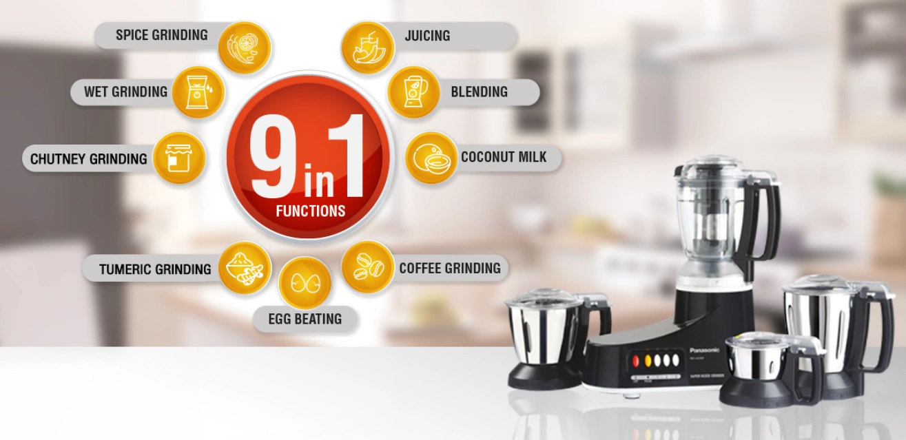 Panasonic MX-AC400 Heavy Duty Mixer Grinder | 1000 Watt-Black - Image 6