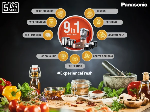 Panasonic MX-AC555 Heavy Duty 9-in-1 Super Mixer Grinder-Silver ...