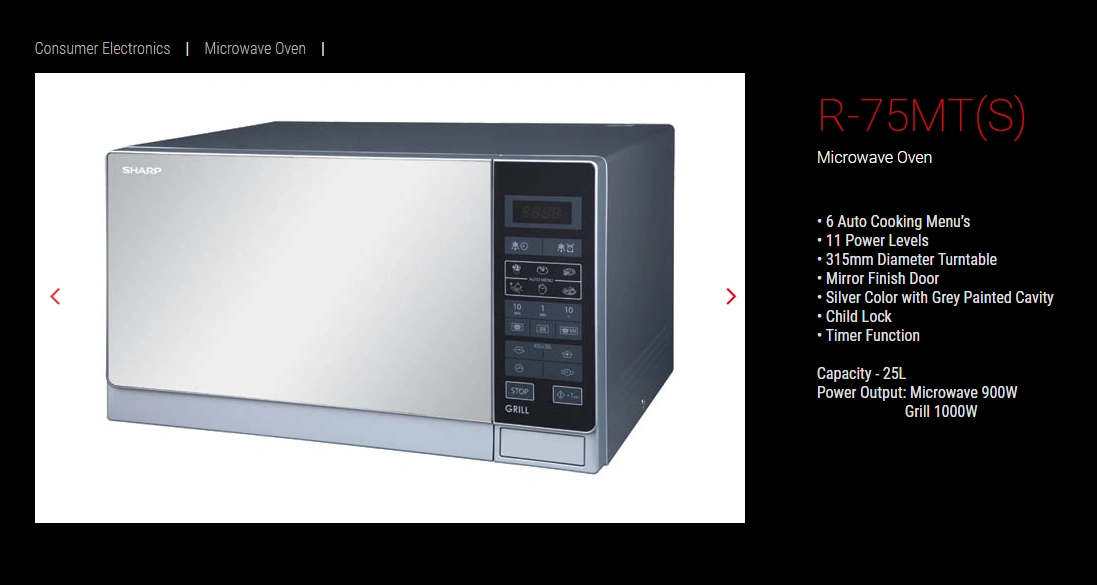 Sharp R-75MT-S Grill Microwave Oven - 25 Liter - Image 3