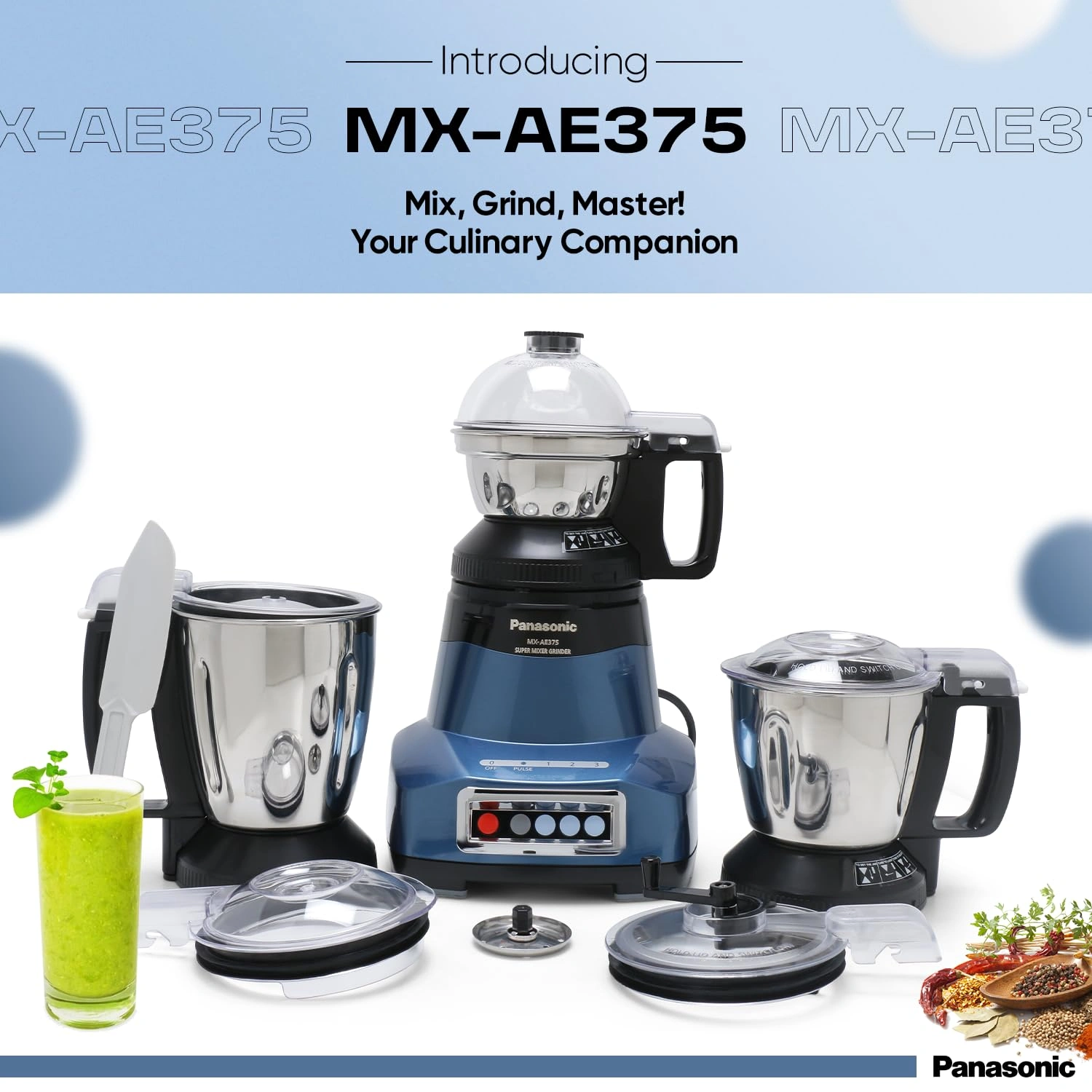 Panasonic MX-AE375 (Blue) Super Mixer Grinder | 2000 Watt - Image 3