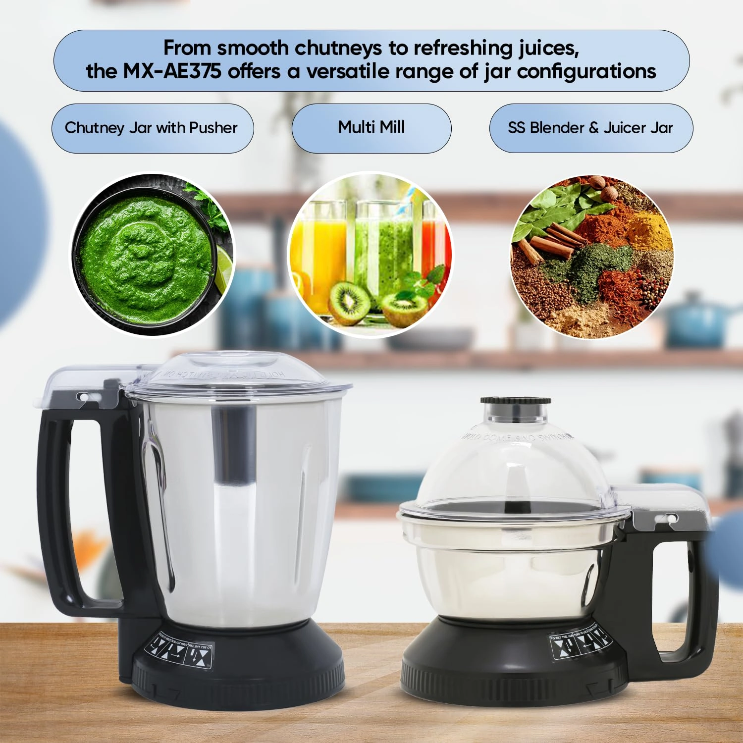 Panasonic MX-AE375 (Blue) Super Mixer Grinder | 2000 Watt - Image 5