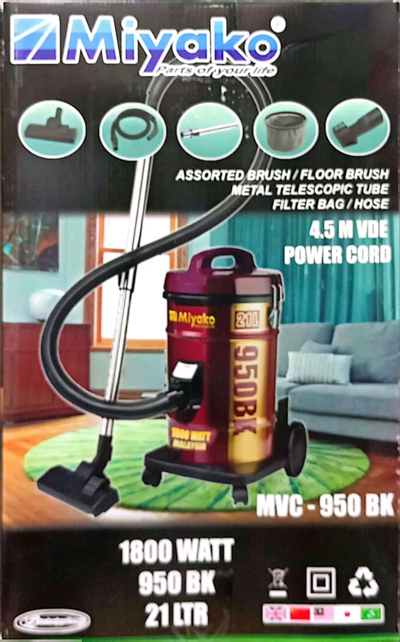 Miyako MVC-950BK Heavy Duty Vacuum Cleaner | 1800 Watt - Image 5