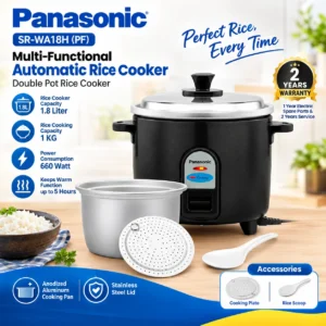 Panasonic SR-WA18H (PF) Multi-Functional Automatic Rice Cooker with Double Pan | 1.8 Liter